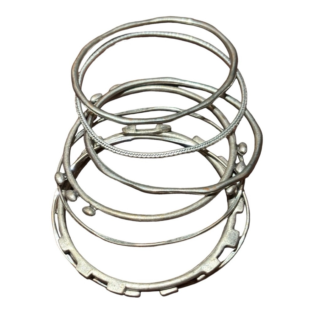 Eight Assorted Pattern Metal Bracelets Silver Wom… - image 1